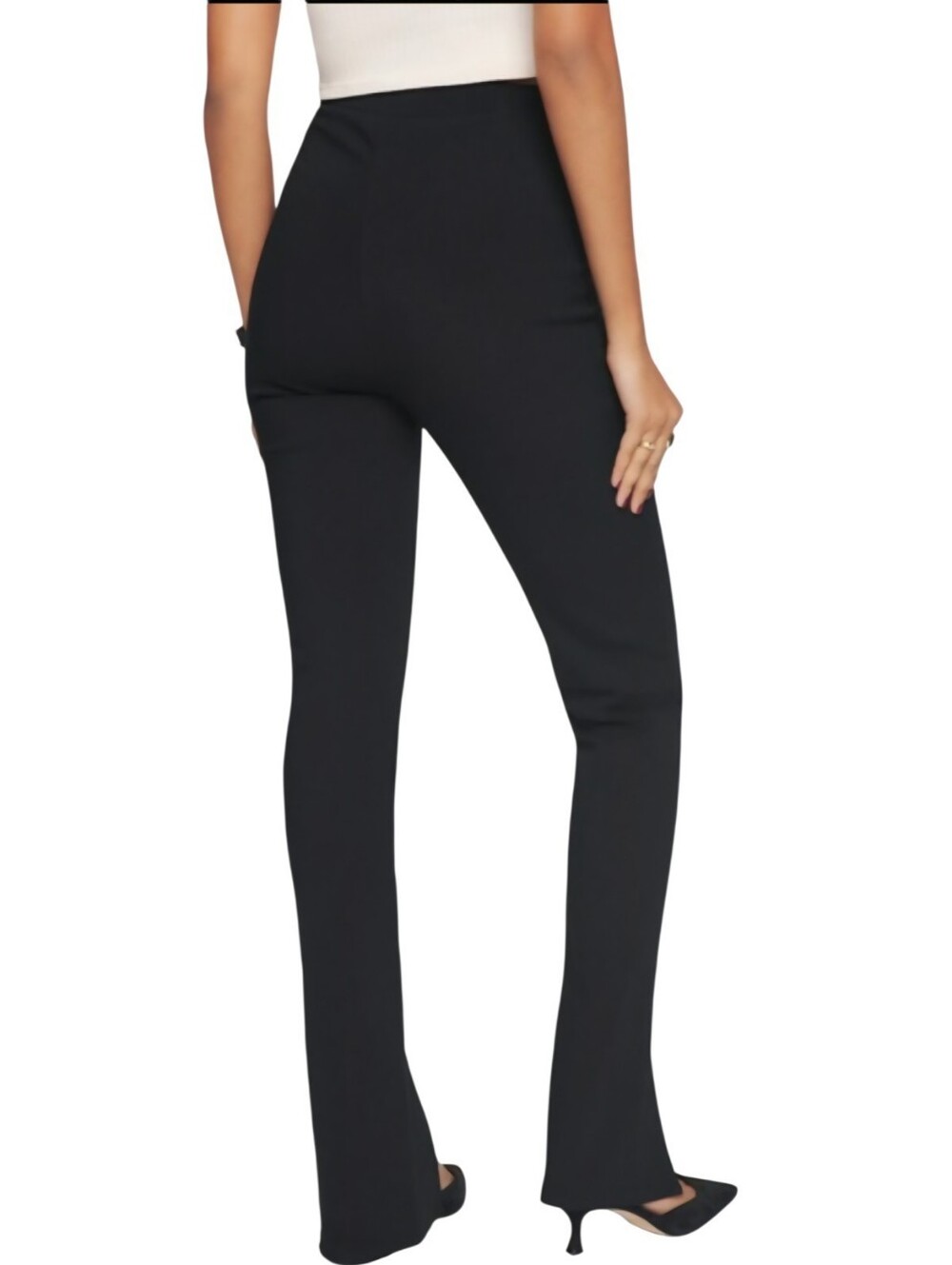 Reformation Black Ponte Knit Flare Dress Pants Size Small